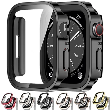 стекло+крышка для Apple Watch 45 мм 41 мм 44 мм 40 мм iWatch Series 9 8 7 6 5 se 4 Защитная пленка для экрана Apple Watch Ultra 49 мм Аксессуары