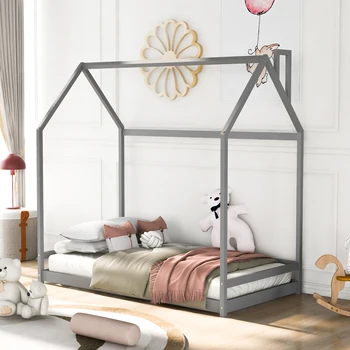 Стильная и функциональная кровать серого цвета - идеально подходит для детей всех возрастов