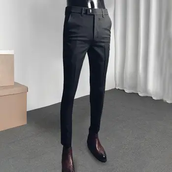  Стильные офисные социальные брюки Прямые супер мягкие мужские формальные брюки Slim Fit Молния Fly Деловые брюки