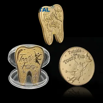 Стоматологическая креативная зубная фея в форме памятной монеты позолоченная сувенирная монета для детей детская стоматология клиника подарки