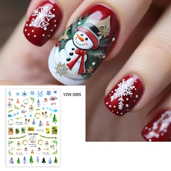 Тисненые рождественские наклейки для ногтей Зимний Новый год Красный Санта-Клаус Дерево Пингвины Снеговики Ползунки Наклейки Маникюр