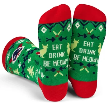 Трансграничные новые креативные рождественские жаккардовые носки хлопковые носки мужские и женские носки с буквами любители уличных носков