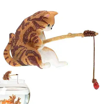 Украшения для рыбалки на кошек Реалистичный декор мини-статуи кошки Креативный Яркая форма Декор для рыбалки на кошек Многофункциональный гибкий DIY