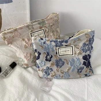 французская рельефная цветочная косметичка Простая портативная сумка большой емкости повседневная сумка для мобильного телефона ходячая сумка