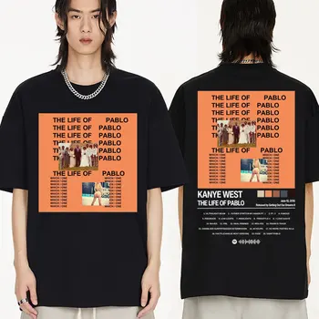 Хип-хоп рэпер Канье Уэст Графическая футболка Мужская мода Винтажная футболка оверсайз Мужской рэп Харадзюку Футболка с коротким рукавом Топы