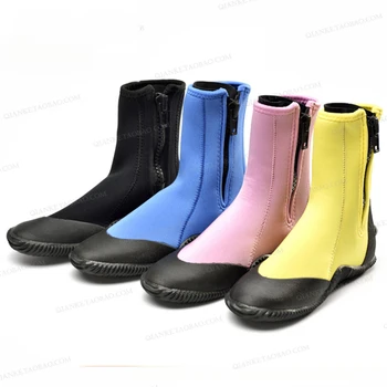 Цветные ботинки для дайвинга, толстая обувь для дайвинга с высоким голенищем, резиновая подошва, противоскользящая износостойкая, для перехода вброд на открытом воздухе 3 мм