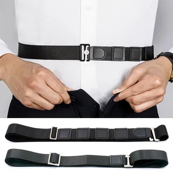  Черный ремень рубашки для мужчин Женщины держат рубашку заправленной Регулируемый эластичный нескользящий держатель рубашки с защитой от морщин Ремень Замок ремня