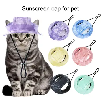  Шляпа для домашних животных с отверстиями для ушей Солнцезащитная шляпа для собак Летняя тень Собака Шляпа от солнца Бейсбольная шапка Аксессуары для домашних животных Шляпа-ведро для собак