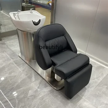  Электрическое автоматическое кресло для шампуня Парикмахерская Полулежачая кровать со смывом Высококачественное вращающееся кресло для шампуня