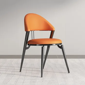 Эргономичные кожаные обеденные стулья Ручка Italian Orange Lounge Стулья для гостиной Водонепроницаемый Sillas Comedor Ресторан Furiture