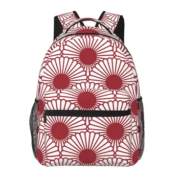 Японская хризантема Традиционный цветочный рюкзак Женщины Мужчины Рюкзак большой емкости На открытом воздухе Дорожная сумка Повседневный рюкзак